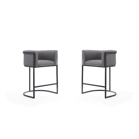Manhattan Comfort Cosmopolitan Counter Stool in Grey and Black (Set of 2) 2-CS008-GY